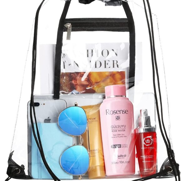 2 PACK Clear Drawstring Bag Stadium Approved, See Through PVC Drawstring bags, T - Picture 8 of 8